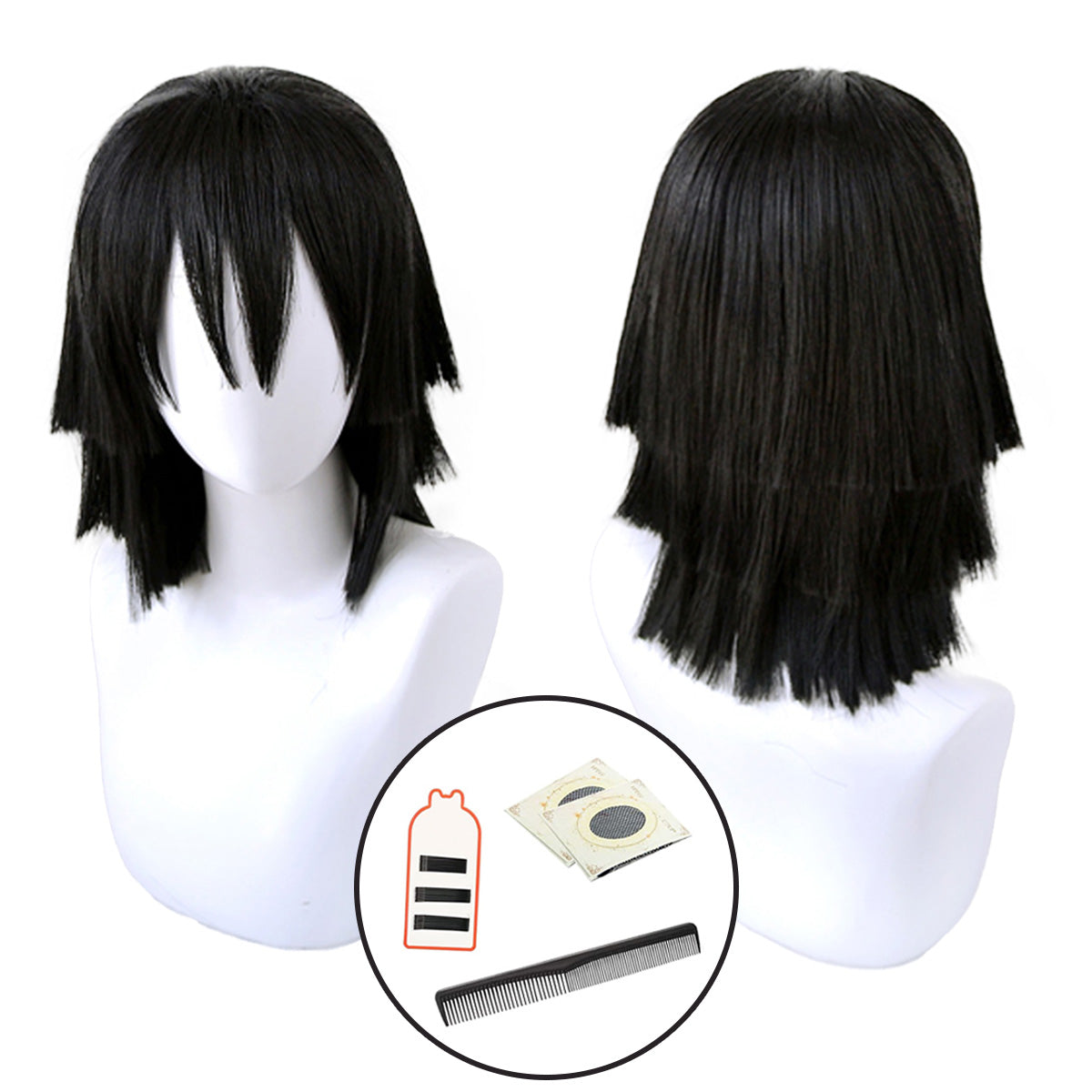 HOLOUN Anime Iguro Obanai Cosplay Wig Rose Net Synthetic Fiber Adjustable Size Heat Resistant Cap Comb Halloween Cos Convention