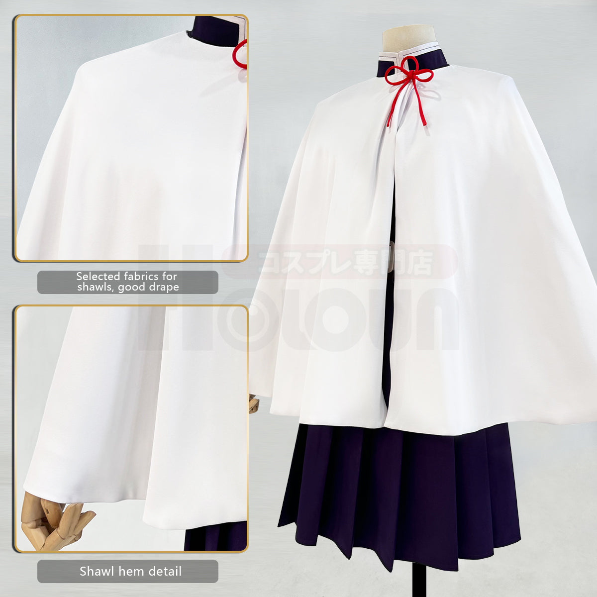 HOLOUN Demon Anime Tsuyuri Kanawo Cosplay Costume Wig Embroidery Purple Top Skirt White Cloak Belt Cos Halloween Christmas Gift