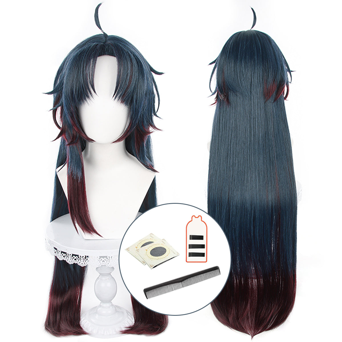 HOLOUN Honkai Star Rail Game Blade Cosplay Wig Rose Net Heat Resistant Synthetic Fiber Comb Hairpin Adjustable Halloween Party
