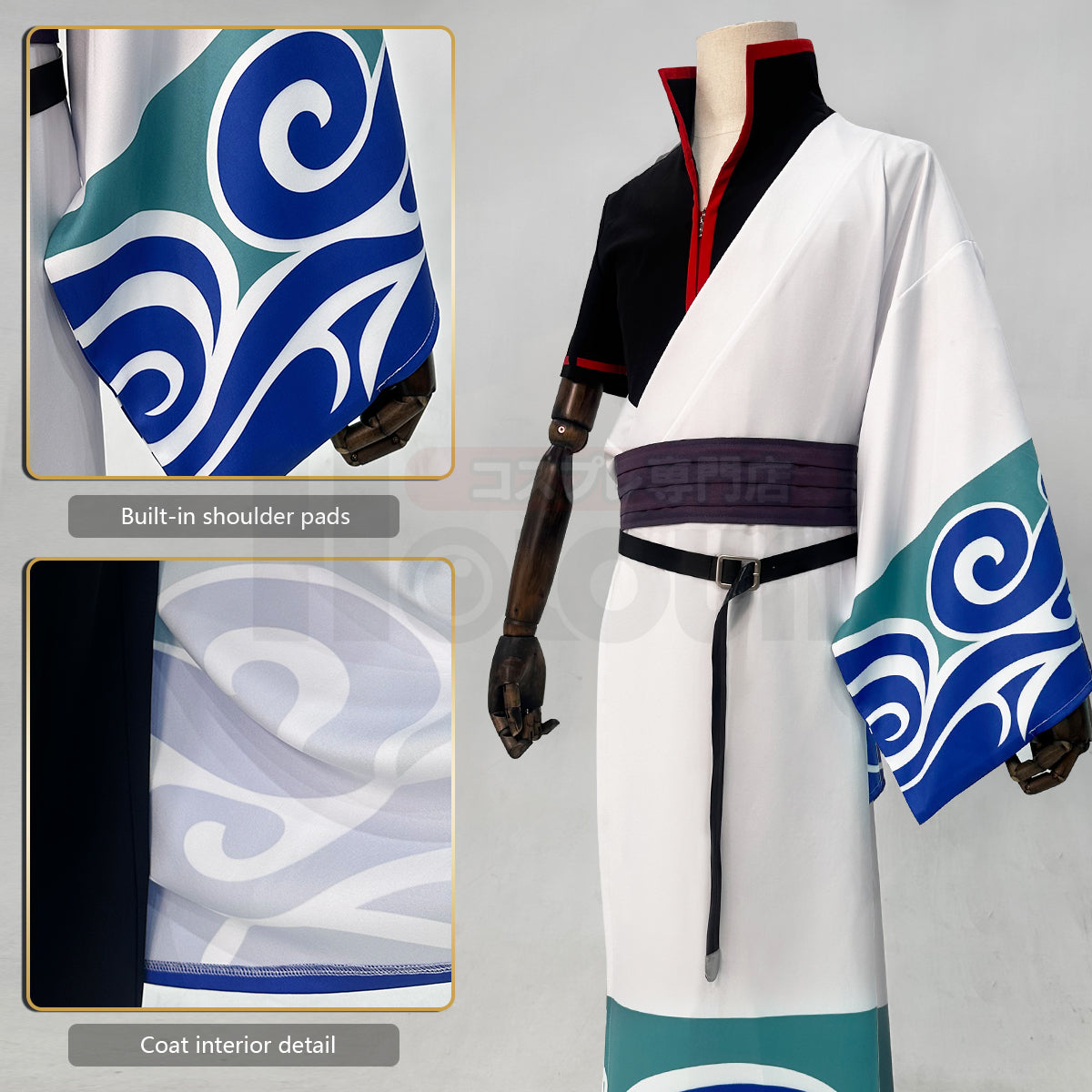 HOLOUN Gintama Anime Sakata Gintoki Cosplay Costume Wig Kimono Top Pants Cos Convention Halloween Christmas Gift