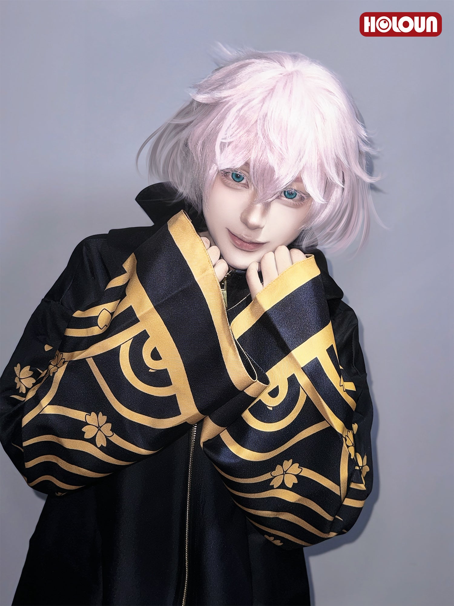 HOLOUN Tokyo Anime Brahman Senju Kawaragi Cosplay Costume Golden Black Jacket Coat Over Size Sakura Printed Halloween Christmas