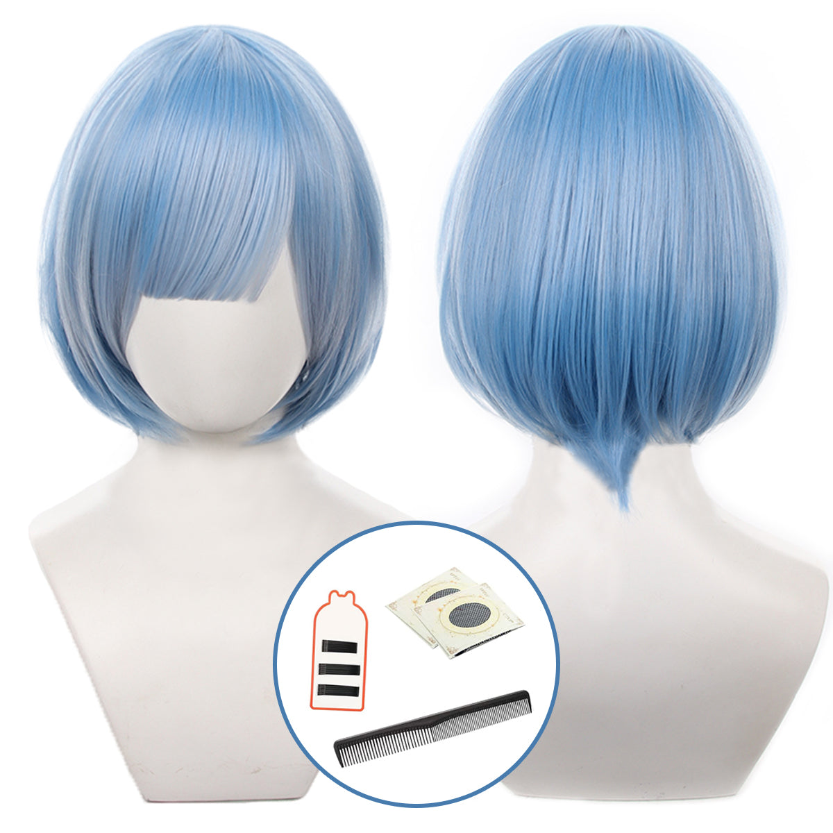 HOLOUN Re:Life In A Different World From Zero Anime Rem Cosplay Wig Rose Net Synthetic Fiber Adjustable Size Heat Resistant