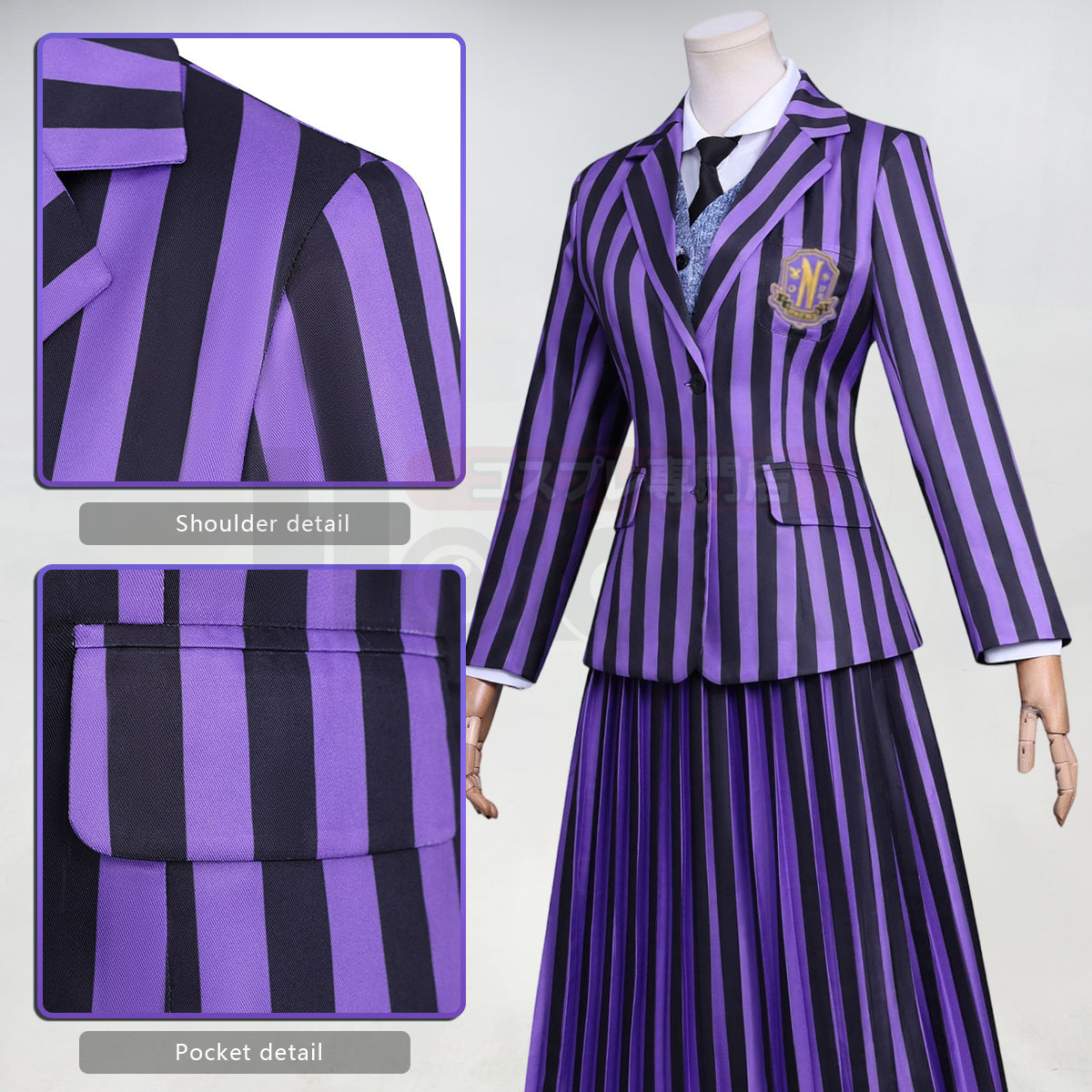 HOLOUN Enid Sinclai Bianca Barclay Cosplay Costume Striped School Uniform Skirt Sweater Embroidery Suit Halloween Christmas