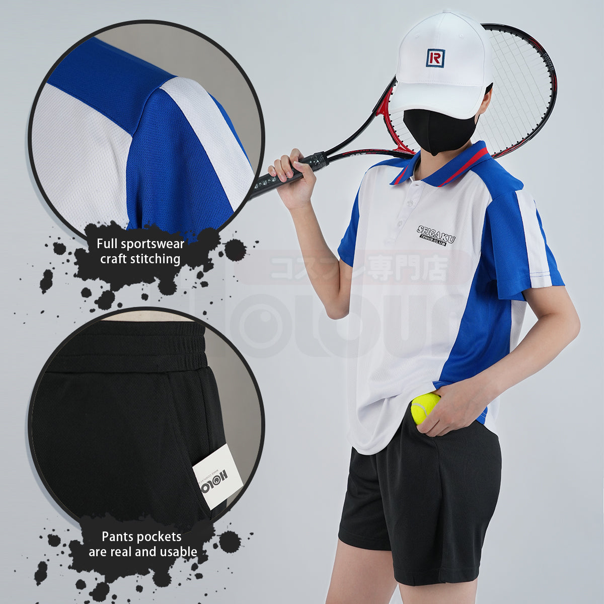 HOLOUN The Prince of Tennis Anime Ryoma Echizen Tezuka Cosplay Costume Embroidery Jerseys Seigaku Tennis Club Tracksuit Hat