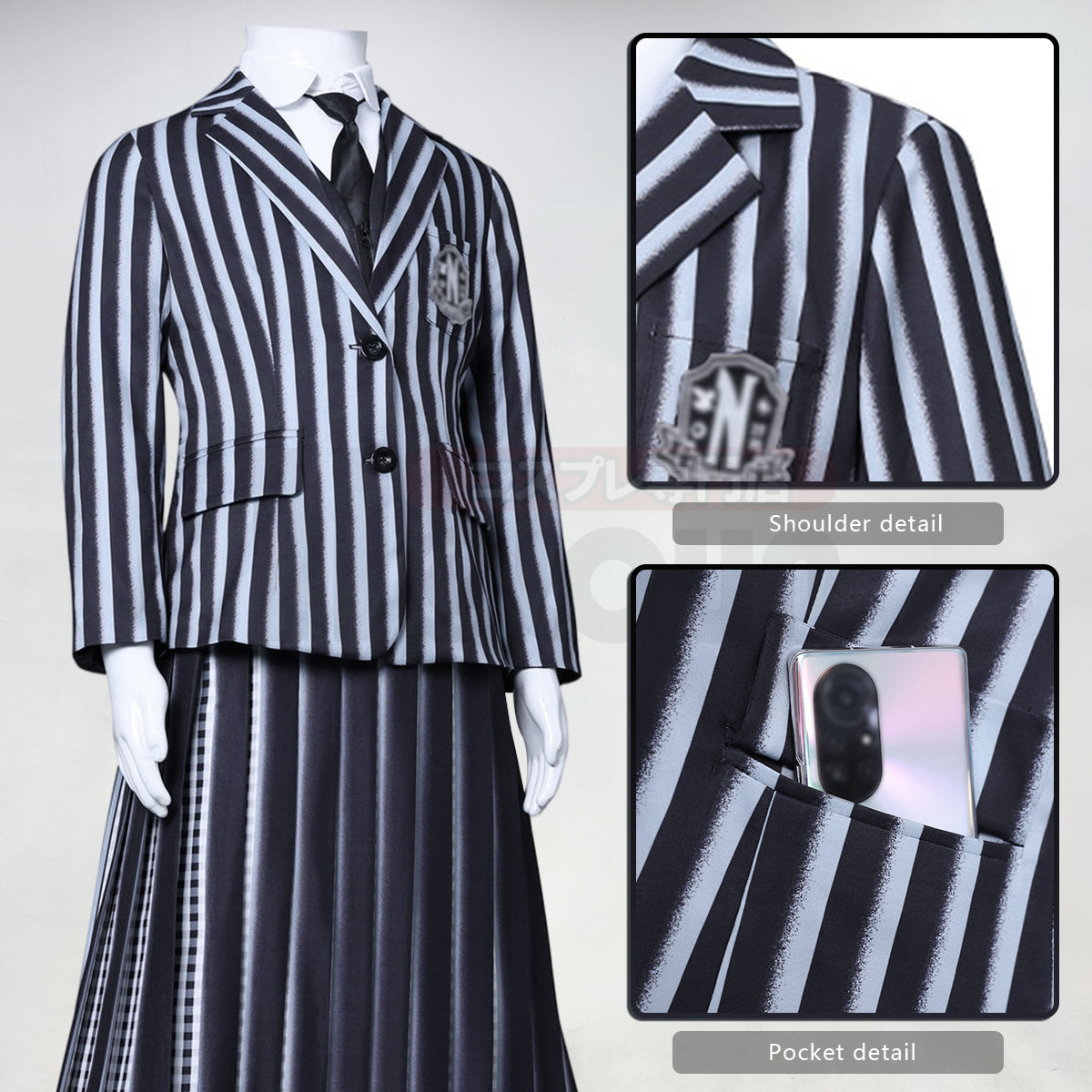 HOLOUN Enid Sinclai Bianca Barclay Child Cosplay Costume Striped School Uniform Skirt Sweater Suit Halloween Christmas 110-150