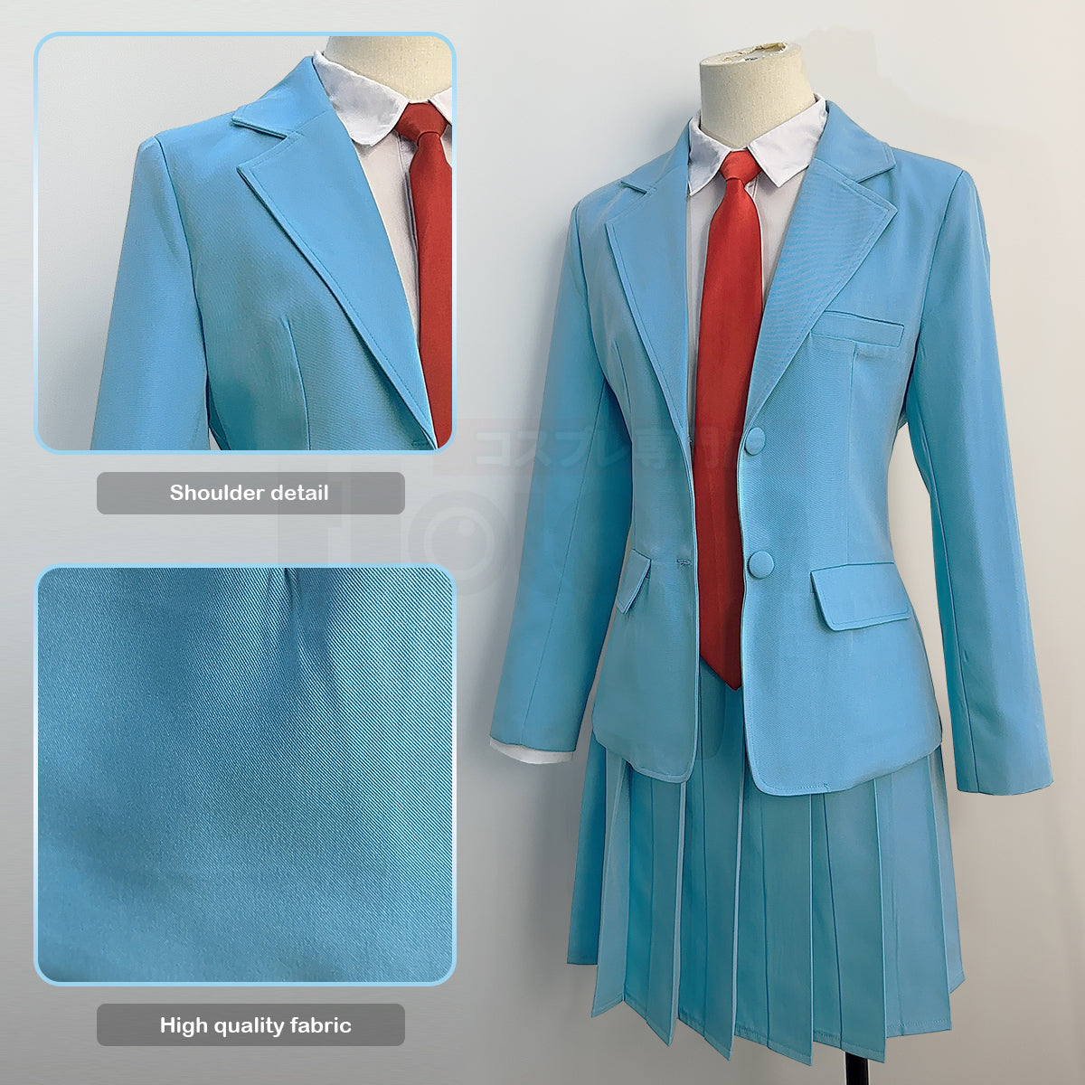 HOLOUN Skip and Loafer Anime Iwakura Mitsumi Cosplay Costume School Uniform Blue Suit Shirt JK Skirt Tie Daily Wearing Gift