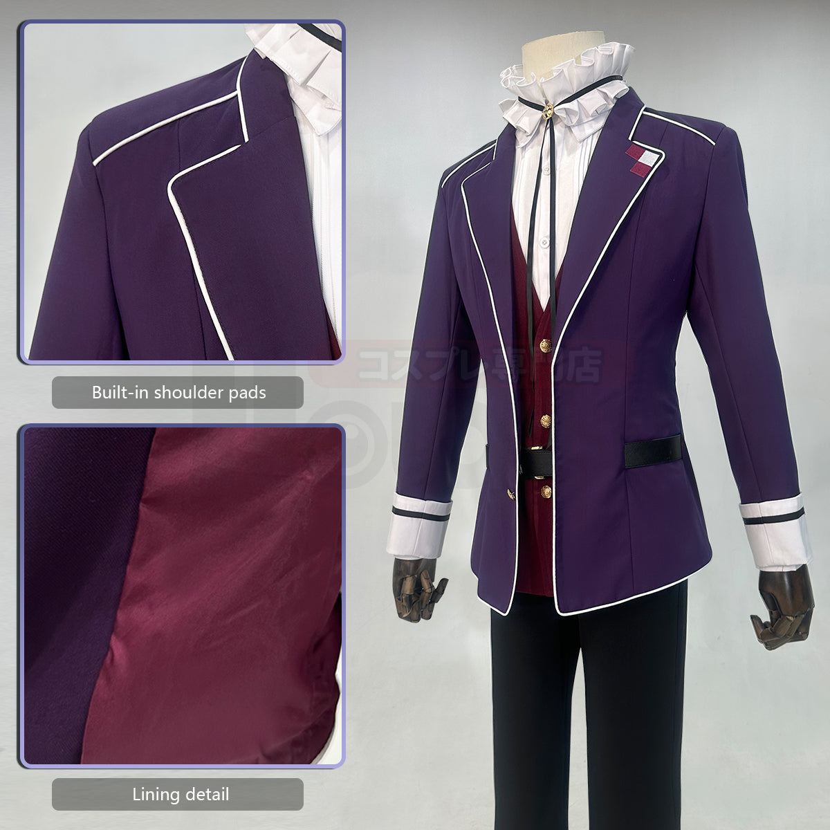 HOLOUN Diabolik Lovers Anime Sakamaki Kanato Cosplay Costume School Uniform Embroided Suit Pants Shirt Vest Halloween Cos