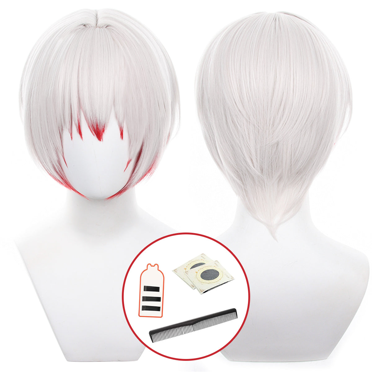 HOLOUN Bungo Anime Jouno Saigiku Cosplay Wig Rose Net Synthetic Fiber Adjustable Size Heat Resistant Cap Comb Halloween Gift