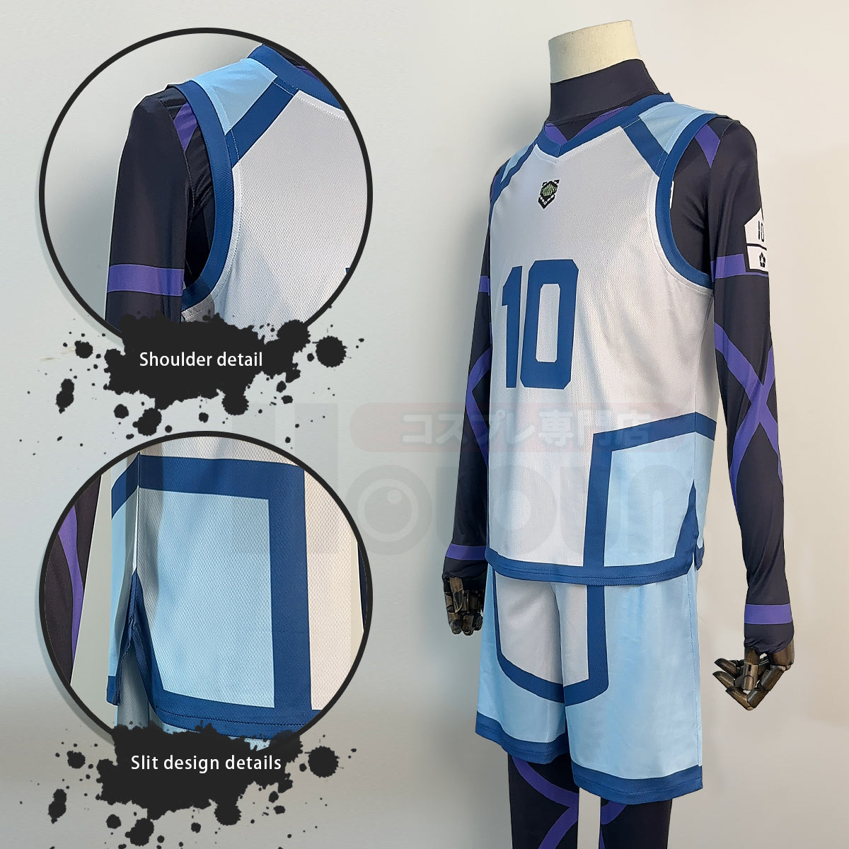 HOLOUN Blue Lock Season 2 Anime Reo Mikage Cosplay Costume Wig NO.10 Training Jerseys 4PCS Football Uniform Daily Wear Cos Gift