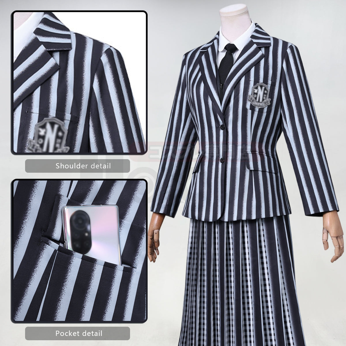 HOLOUN Enid Sinclai Bianca Barclay Cosplay Costume Striped School Uniform Skirt Sweater Embroidery Suit Halloween Christmas