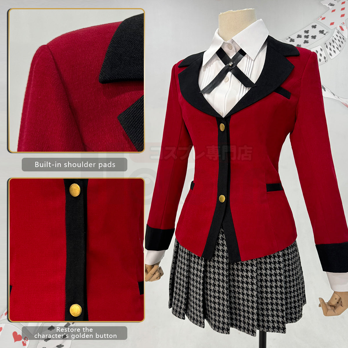 HOLOUN Kakegurui-Compulsive Gambler Anime Jabami Yumeko Cosplay Costume Wig Suit School Uniform Pendant Halloween Christmas