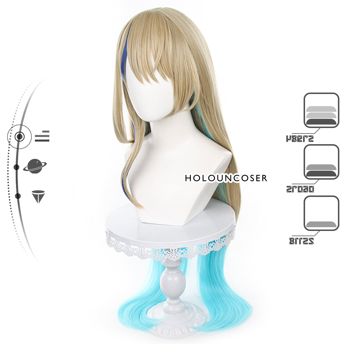 HOLOUN Honkai Star Rail Game Serval Cosplay Wig Rose Net Heat Resistant Synthetic Fiber Nets Comb Hairpin Adjustable Halloween