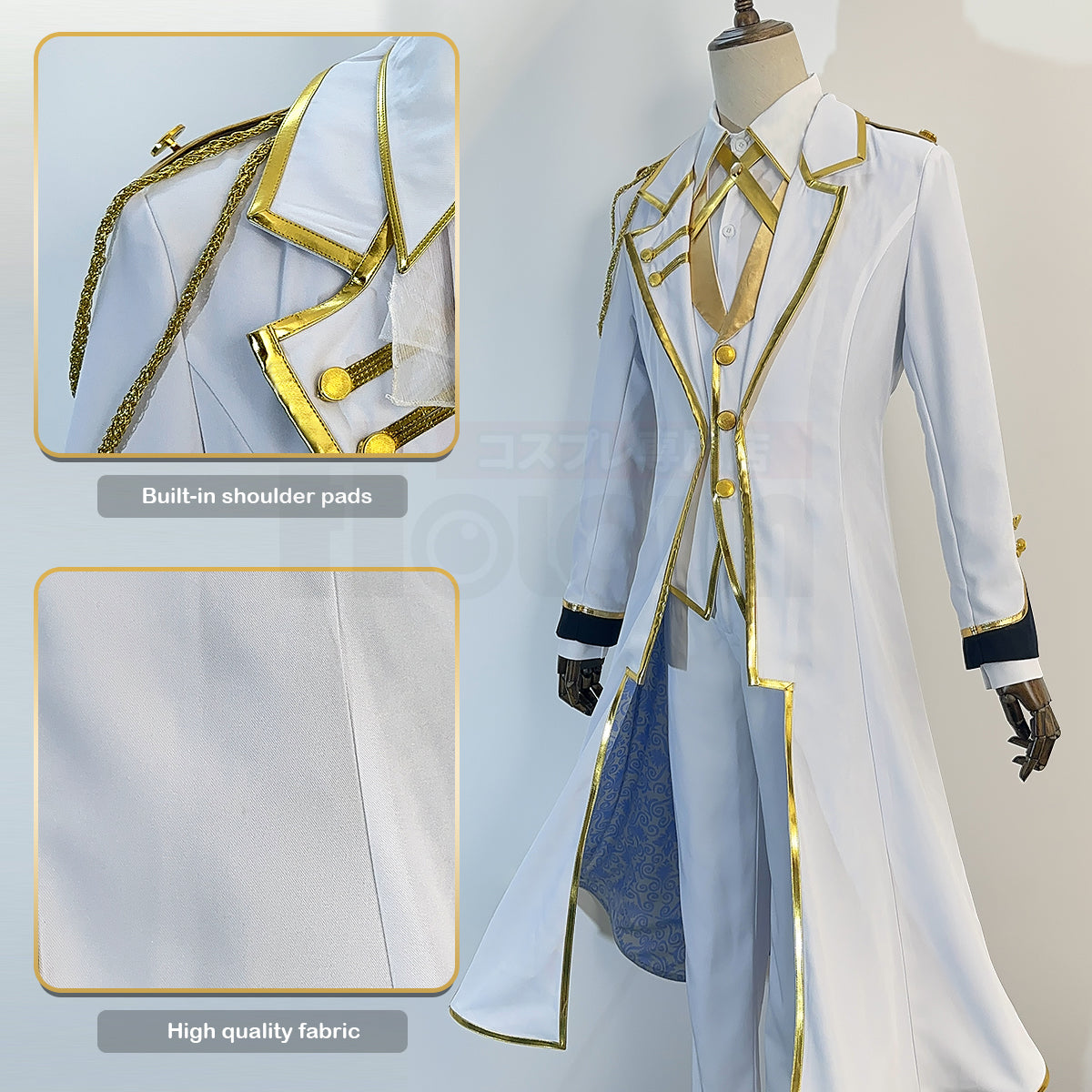 HOLOUN Blue Lock Anime NAGI Cosplay Costume Wig Angels and Demons Series Coat Pants White Uniform Rose Net Cos Convention