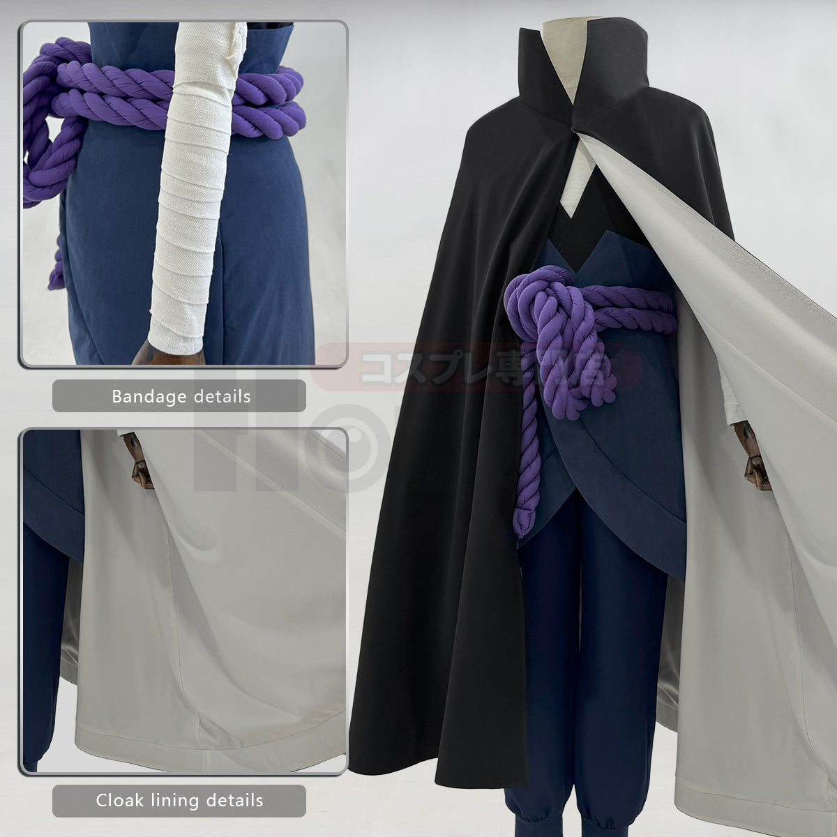 Pre-sale HOLOUN Anime Uchiha Sasuke Cosplay Costume Cloak Vest Pants Purple Belt Halloween Christmas Animation Convention