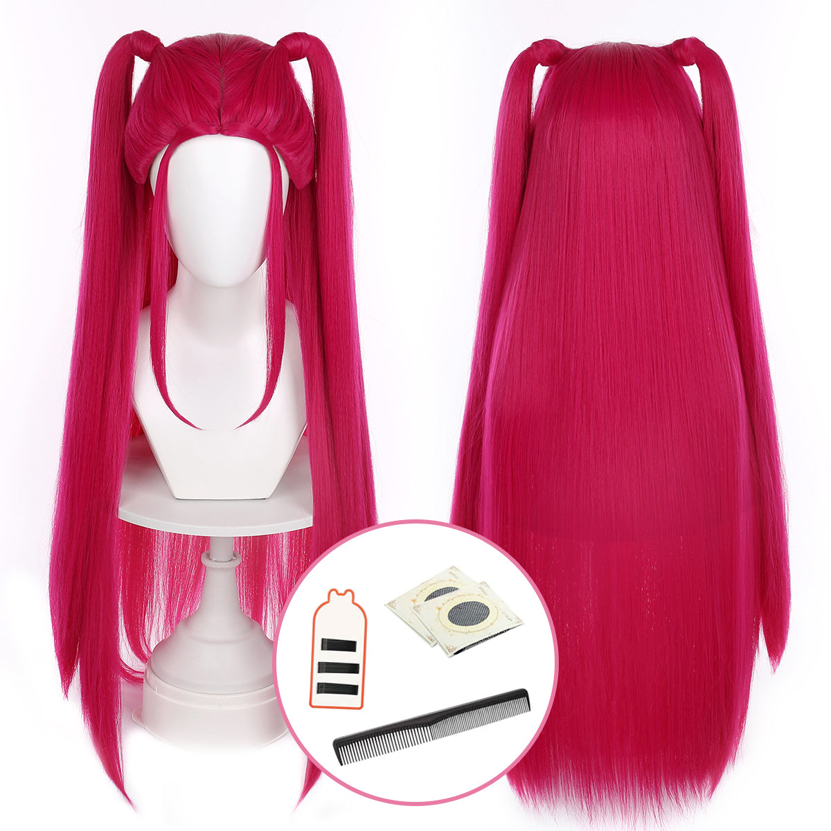 HOLOUN KPop Demon Hunters Anime Rumi Zoey Mira Cosplay Wig Rose Net Synthetic Fiber Adjustable Size Heat Resistant Halloween Convention