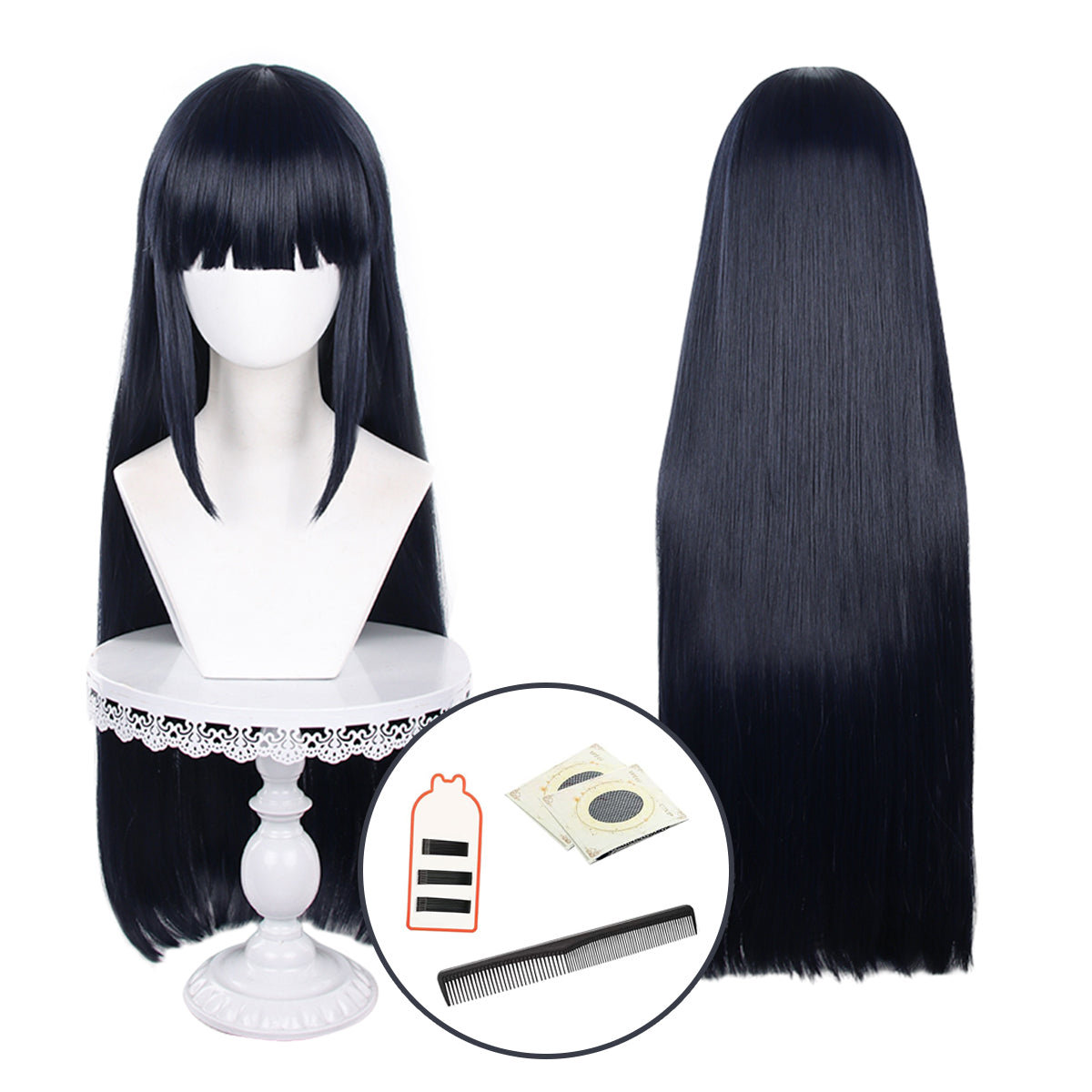 HOLOUN Anime Hyuga Hinata Cosplay Wig Rose Net Synthetic Fiber Adjustable Size