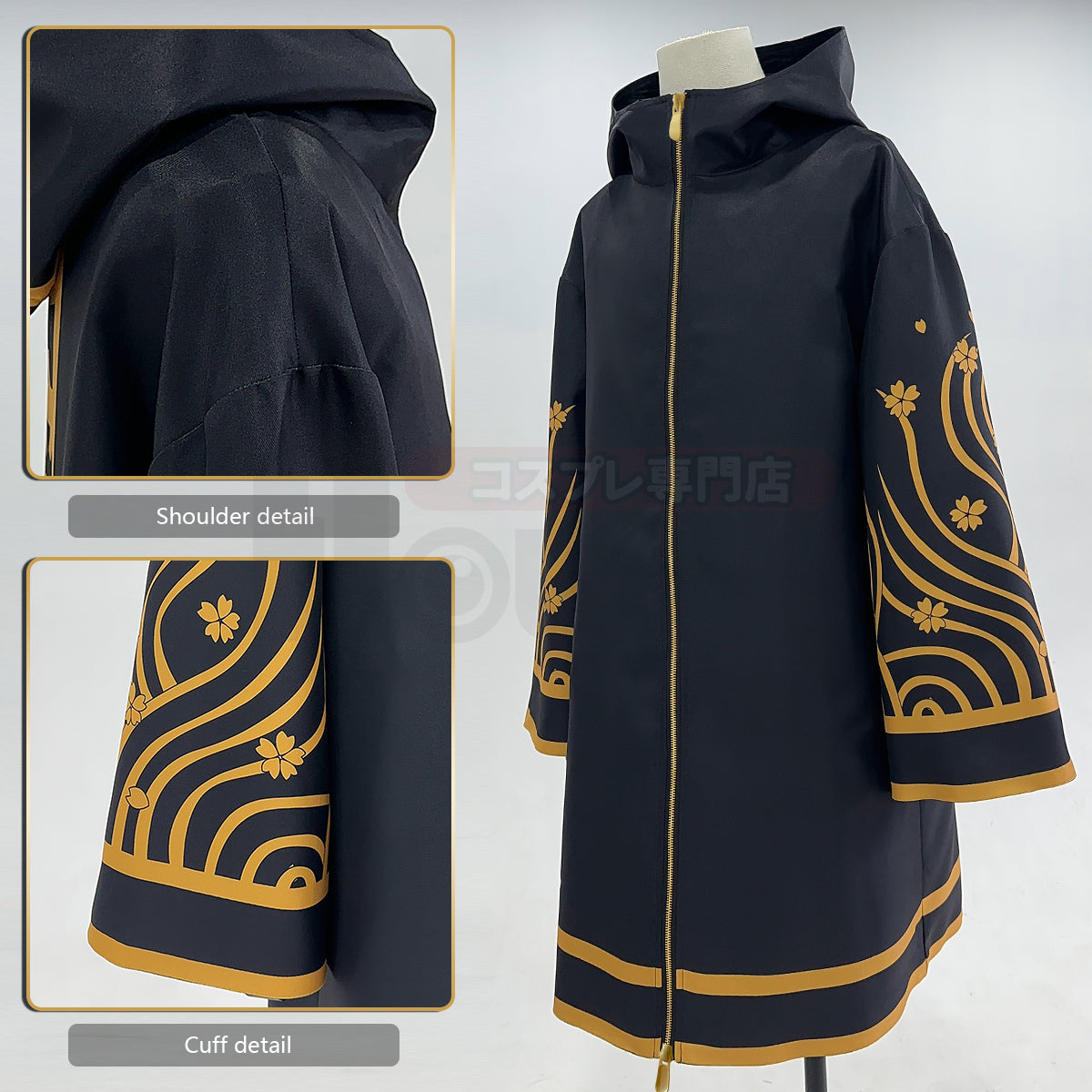 HOLOUN Tokyo Anime Brahman Senju Kawaragi Cosplay Costume Golden Black Jacket Coat Over Size Sakura Printed Halloween Christmas