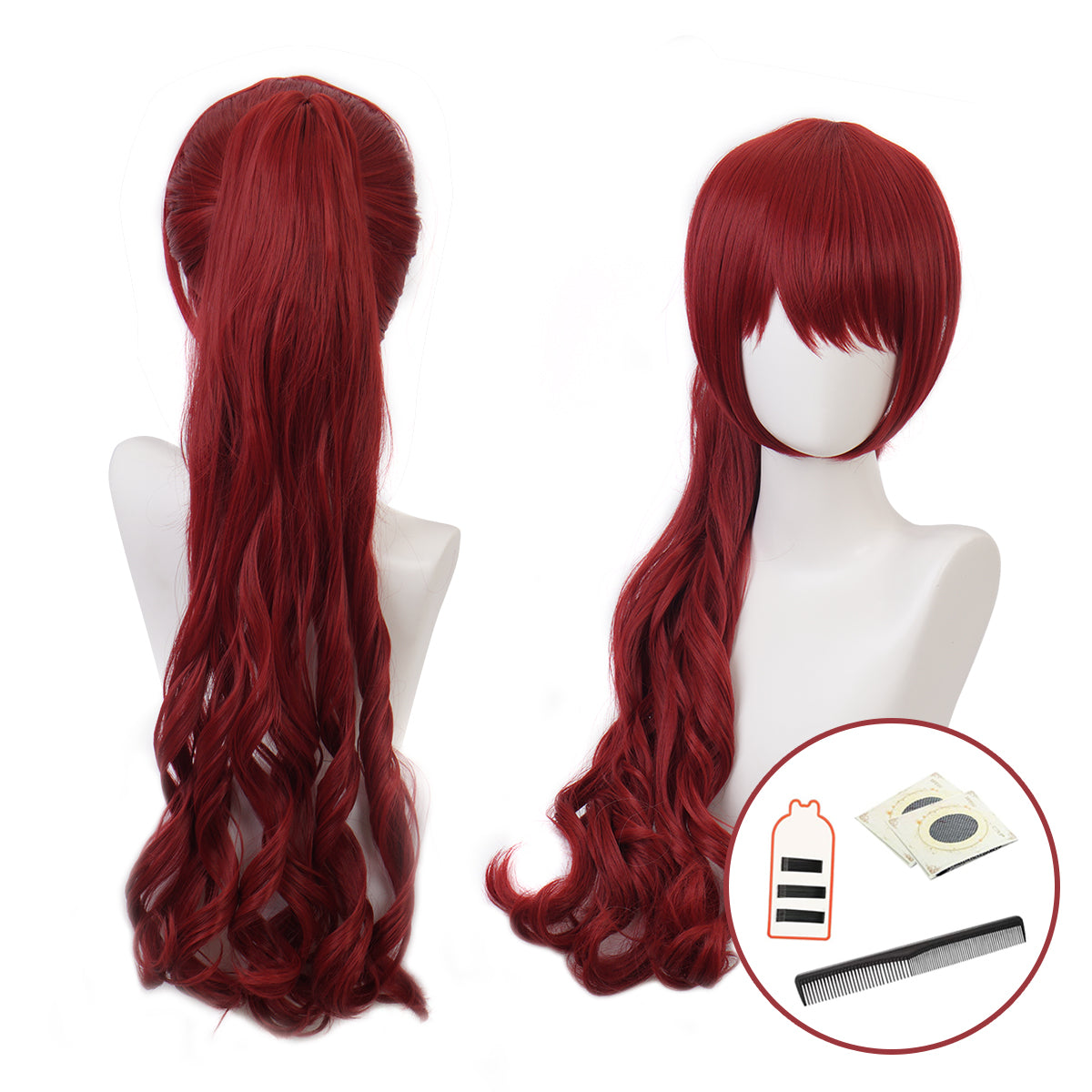 HOLOUN PS 5 Game Kasumi Yoshizawa Cosplay Wig Rose Net Synthetic Fiber Adjustable Size Heat Resistant Cap Comb
