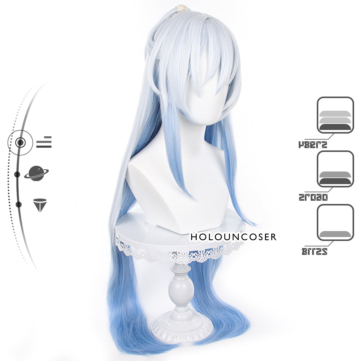 HOLOUN Honkai Star Rail Game Jingliu Cosplay Wig Rose Net Heat Resistant Synthetic Fiber Comb Hairpin Adjustable Halloween Party