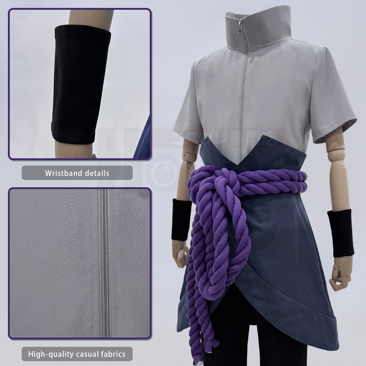 HOLOUN Anime Uchiha Sasuke Cosplay Costume Wig Top Pants Belt Cos Convention Gift Adult Version Unisex