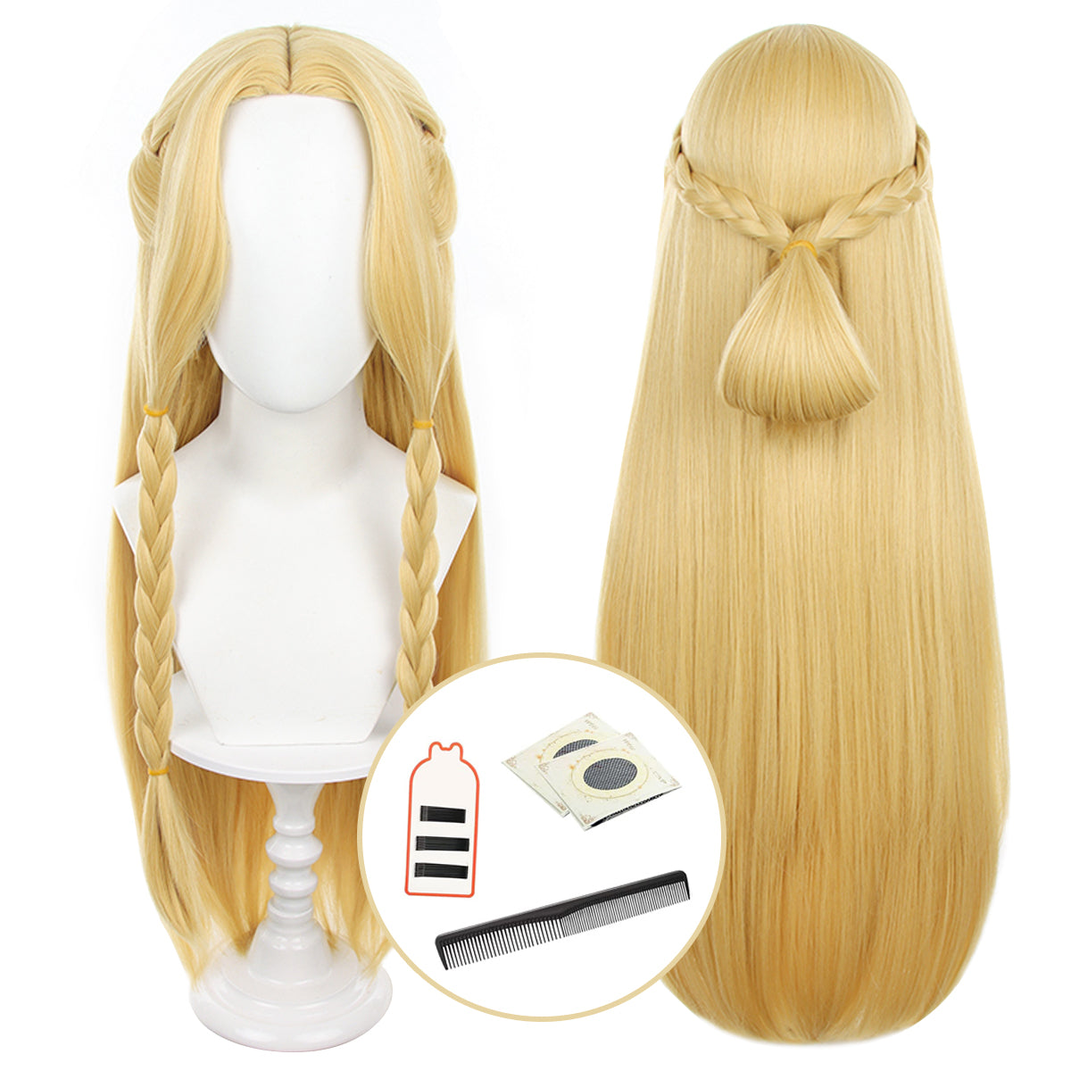 HOLOUN Delicious in Anime Marcille Cosplay Wig Rose Net Synthetic Fiber Adjustable Size Heat Resistant Cap Comb Halloween