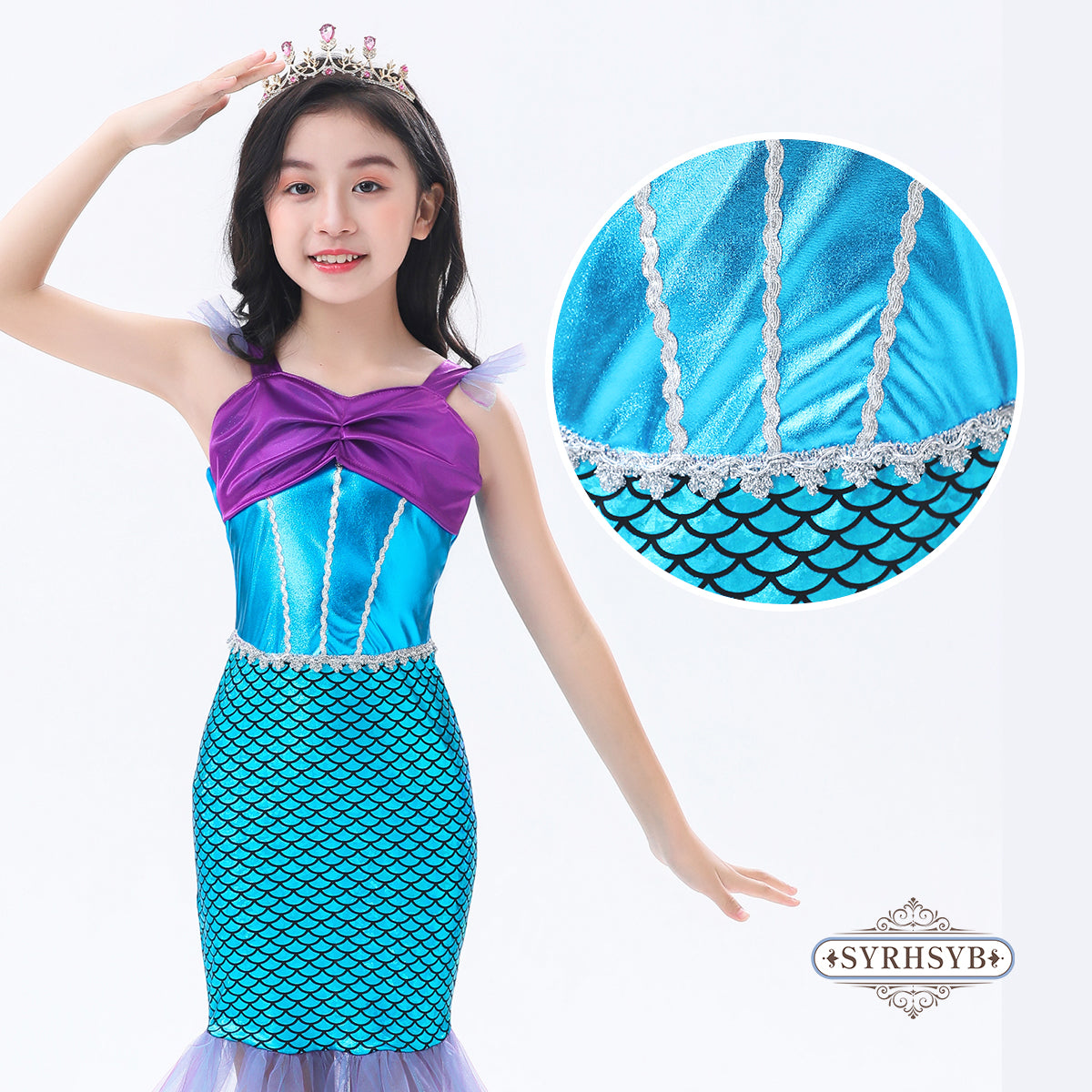 HOLOUN Mermaid Princess Cosplay Costume Kids Girls Children Dress Carnival Birthday Party Clothes Gift B1