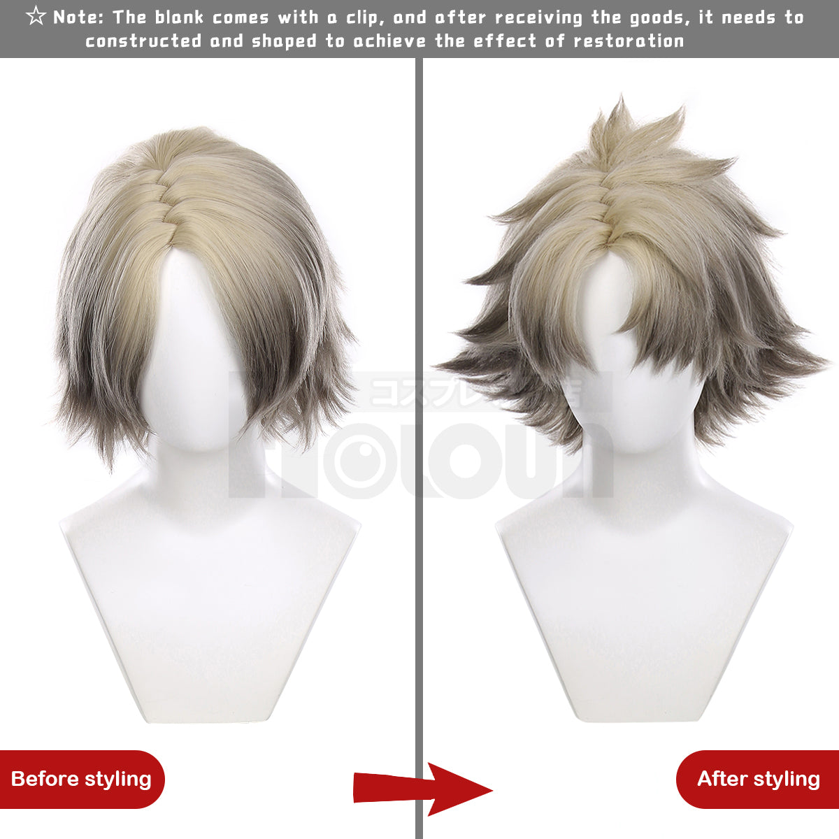 HOLOUN Gachiakuta Anime Rudo Cosplay Wig Rose Net Synthetic Fiber Adjustable Heat Resistant Cap Halloween Christmas Convention