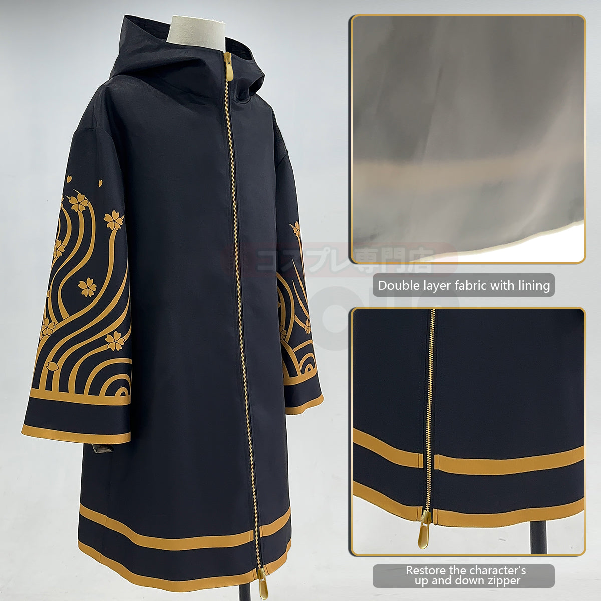 HOLOUN Tokyo Anime Brahman Senju Kawaragi Cosplay Costume Golden Black Jacket Coat Over Size Sakura Printed Halloween Christmas