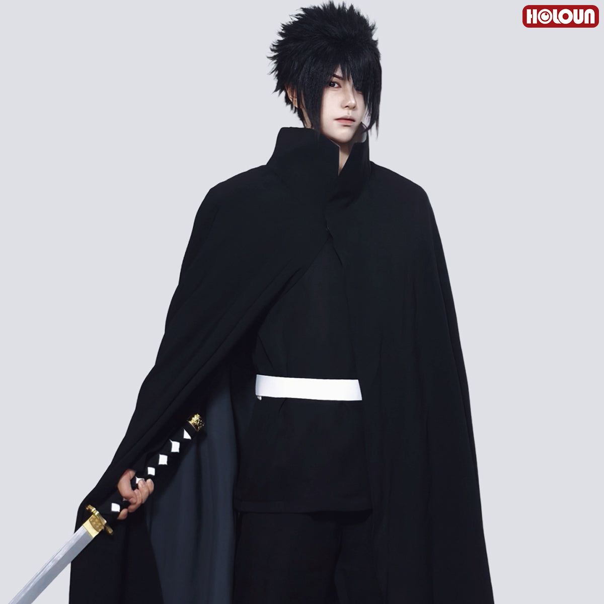 Pre-sale HOLOUN Black Uchiha Sasuke Cosplay Costume Anime Top Cloak Pants Belt Halloween Christmas Animation Convention