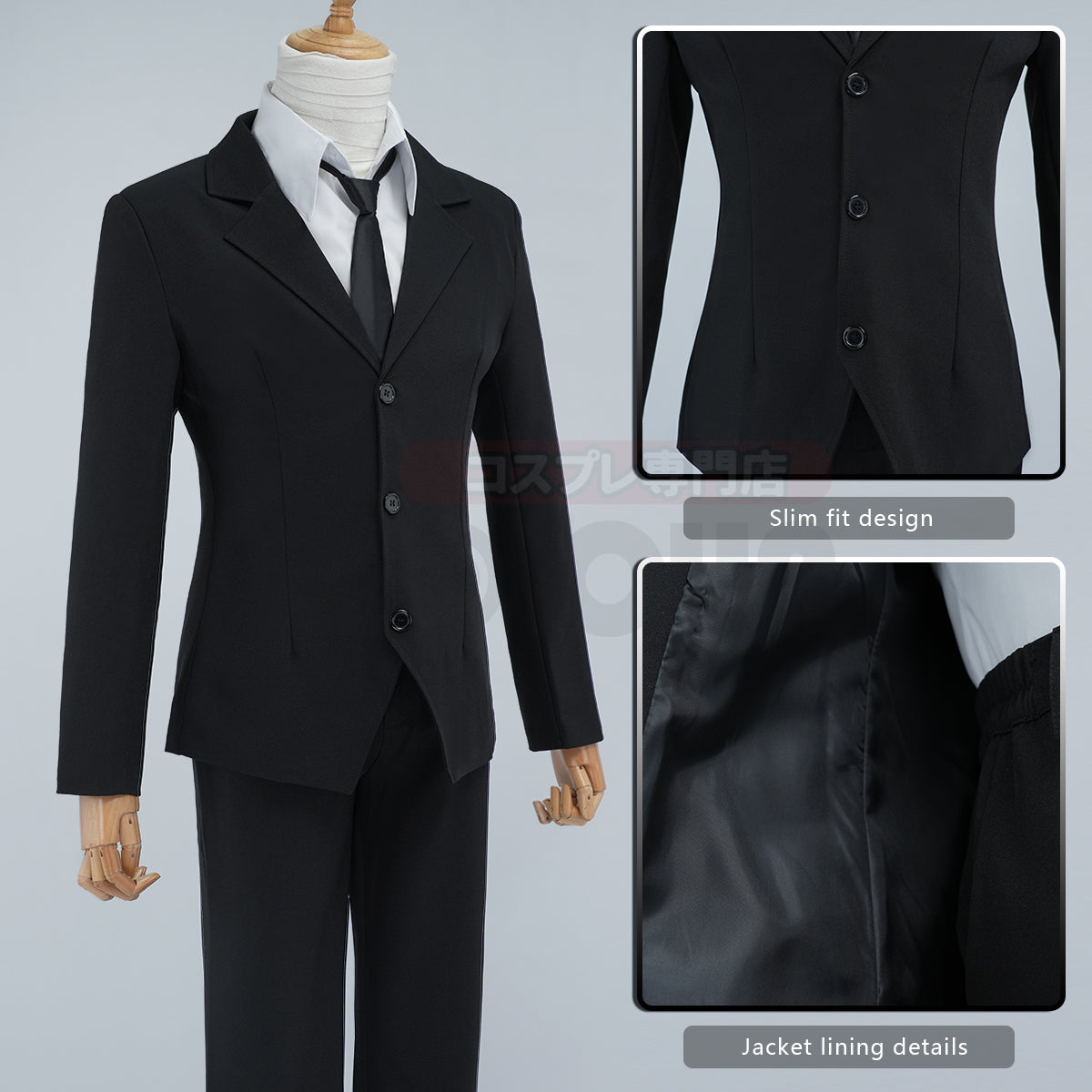 HOLOUN Bungo Anime Dazai Osamu Cosplay Costume Wig Black Lining Coat Elastic Pants Shirt Tie Daily Wearing Halloween Christmas