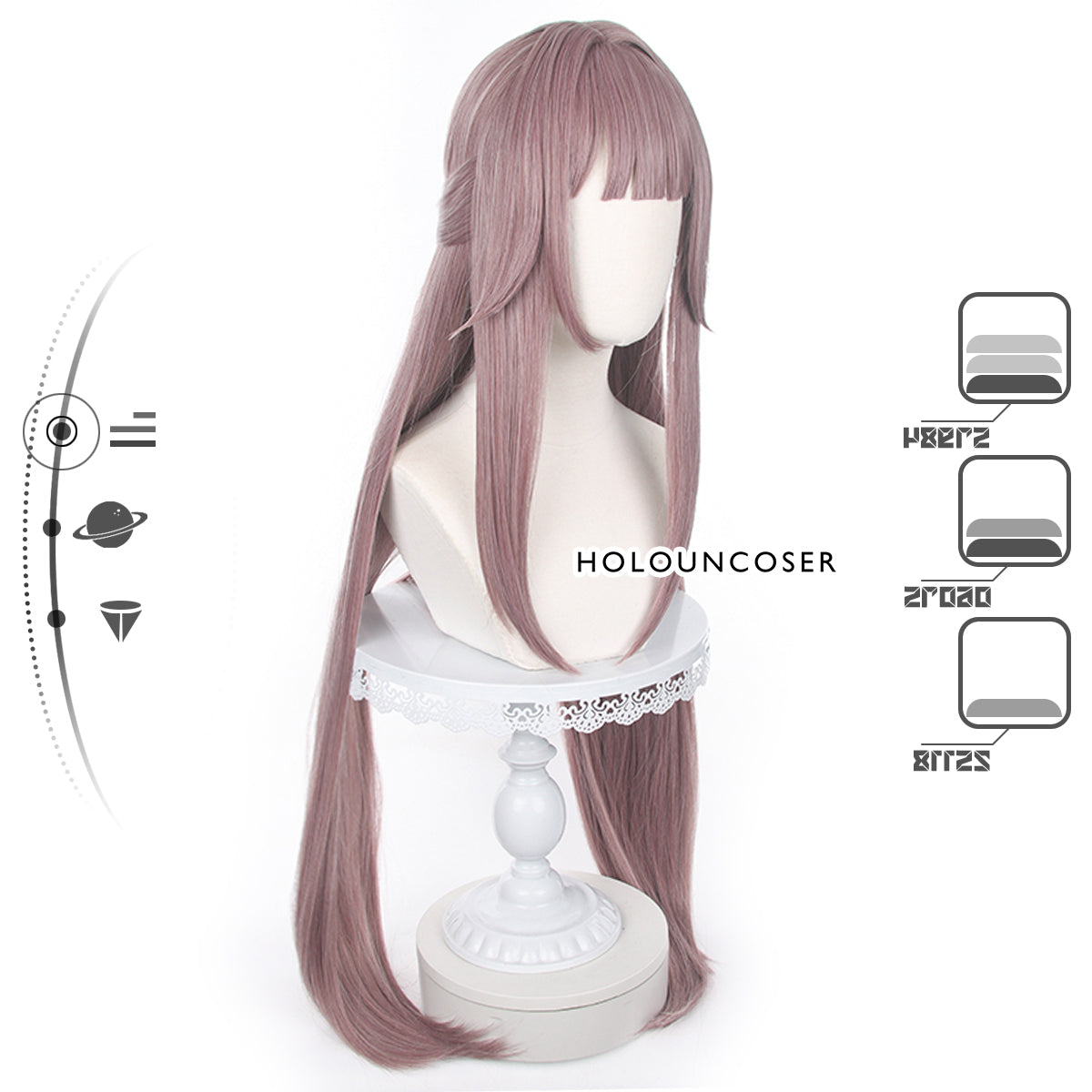 HOLOUN Honkai Star Rail Game Herta Cosplay Wig Rose Net Heat Resistant Synthetic Fiber Comb Hairpin Adjustable Halloween Party