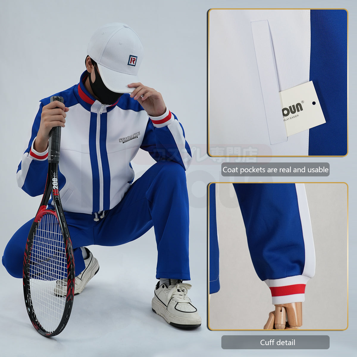 HOLOUN The Prince of Tennis Anime Ryoma Echizen Tezuka Cosplay Costume Embroidery Jerseys Seigaku Tennis Club Tracksuit Hat