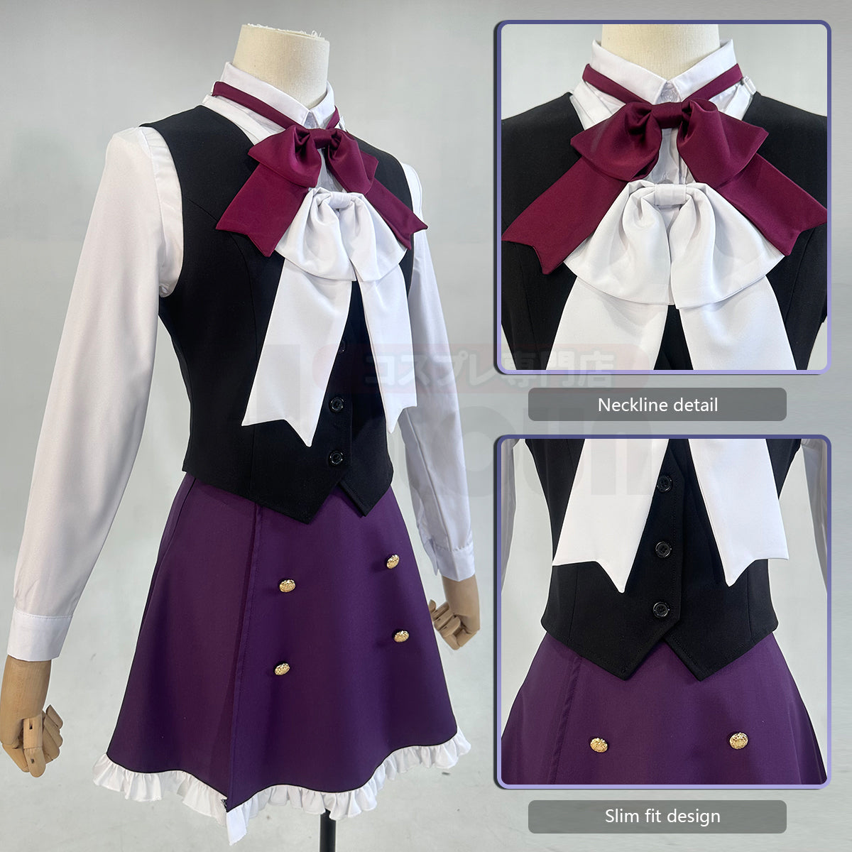 HOLOUN Diabolik Lovers Anime Komori Yui Cosplay Costume Wig School Uniform Embroidery Suit Vest Skirt Shirt 2 Bow Ties Daily Wear