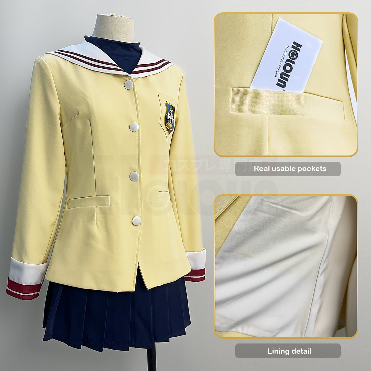 HOLOUN Clannad Anime Furukawa Nagisa Fujibayashi Kyou Sakagami Tomoyo Cosplay Costume  Embroidery School Uniform Skirt T-shirt