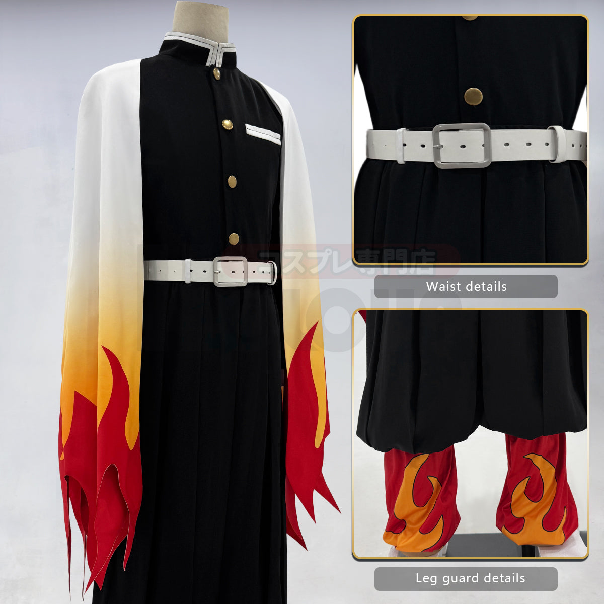Pre-sale HOLOUN Anime Rengoku Kyoujurou Cosplay Costume Wig Haori Embroidery Top Elastic Pants Belt Convention Halloween Christmas