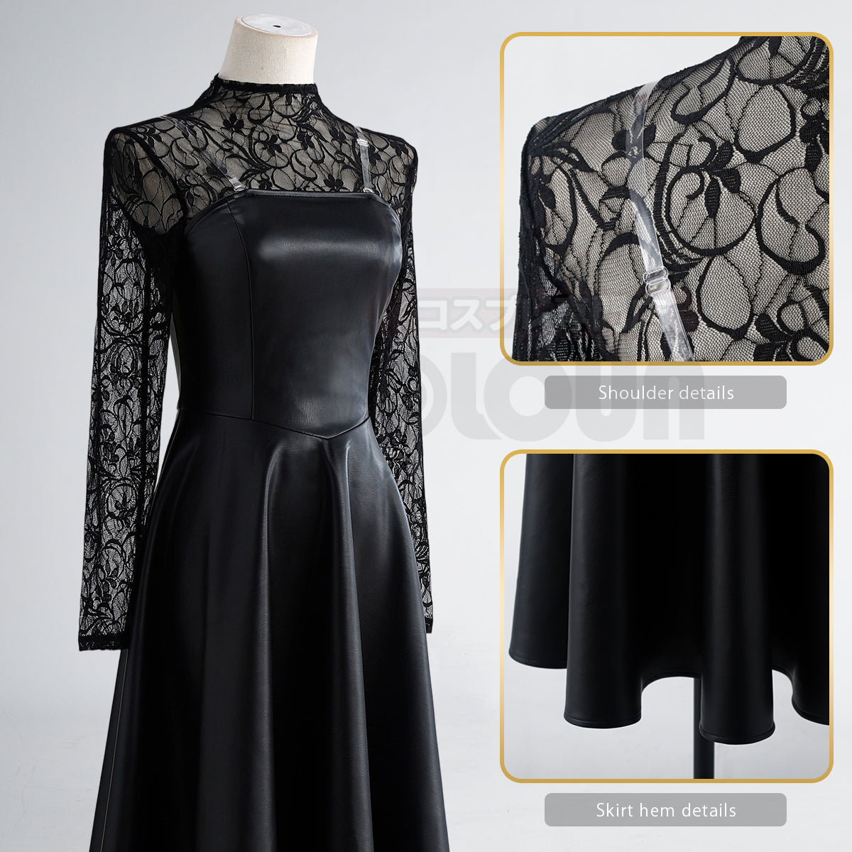 HOLOUN Sakamoto Days Anime Osaragi ORDER Cosplay Costume Lace Shirt Faux Leather Black Dress Veil Convention Halloween Daily