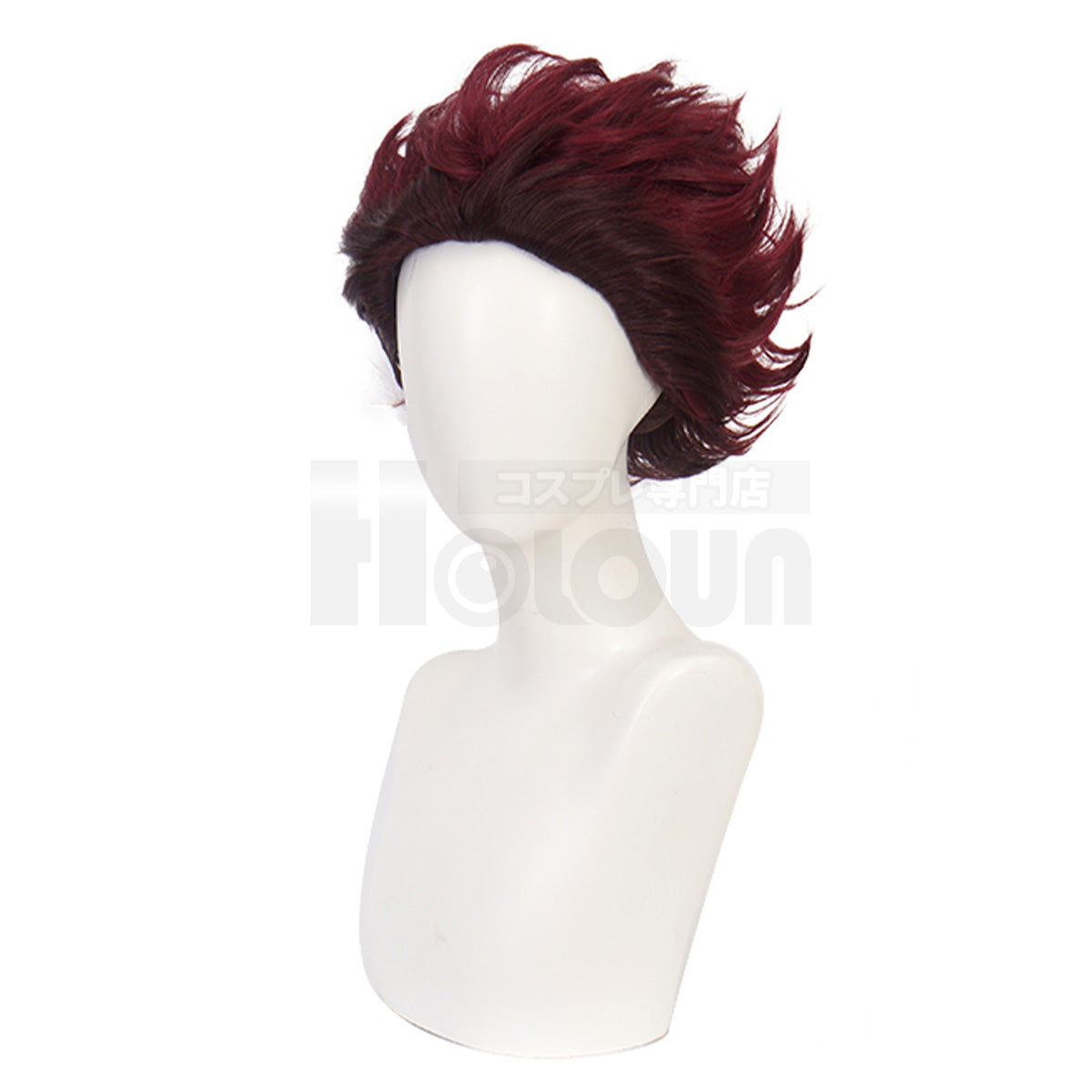 HOLOUN Anime Kamado Tanjiro Cosplay Wig Rose Net Synthetic Fiber Adjustable Size Heat Resistant Cap Comb Halloween Cos