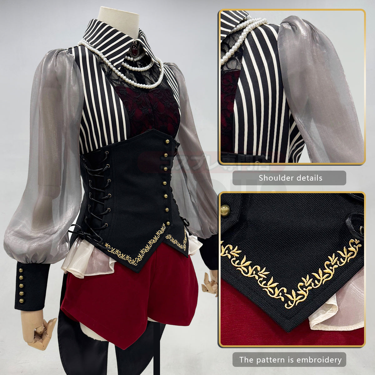 HOLOUN BanG Dream Ave Mujica Anime Amoris Nyamu Yutenji Costume Shirt Shorts Corset Necklace Cos Convention Daily Wear Gift