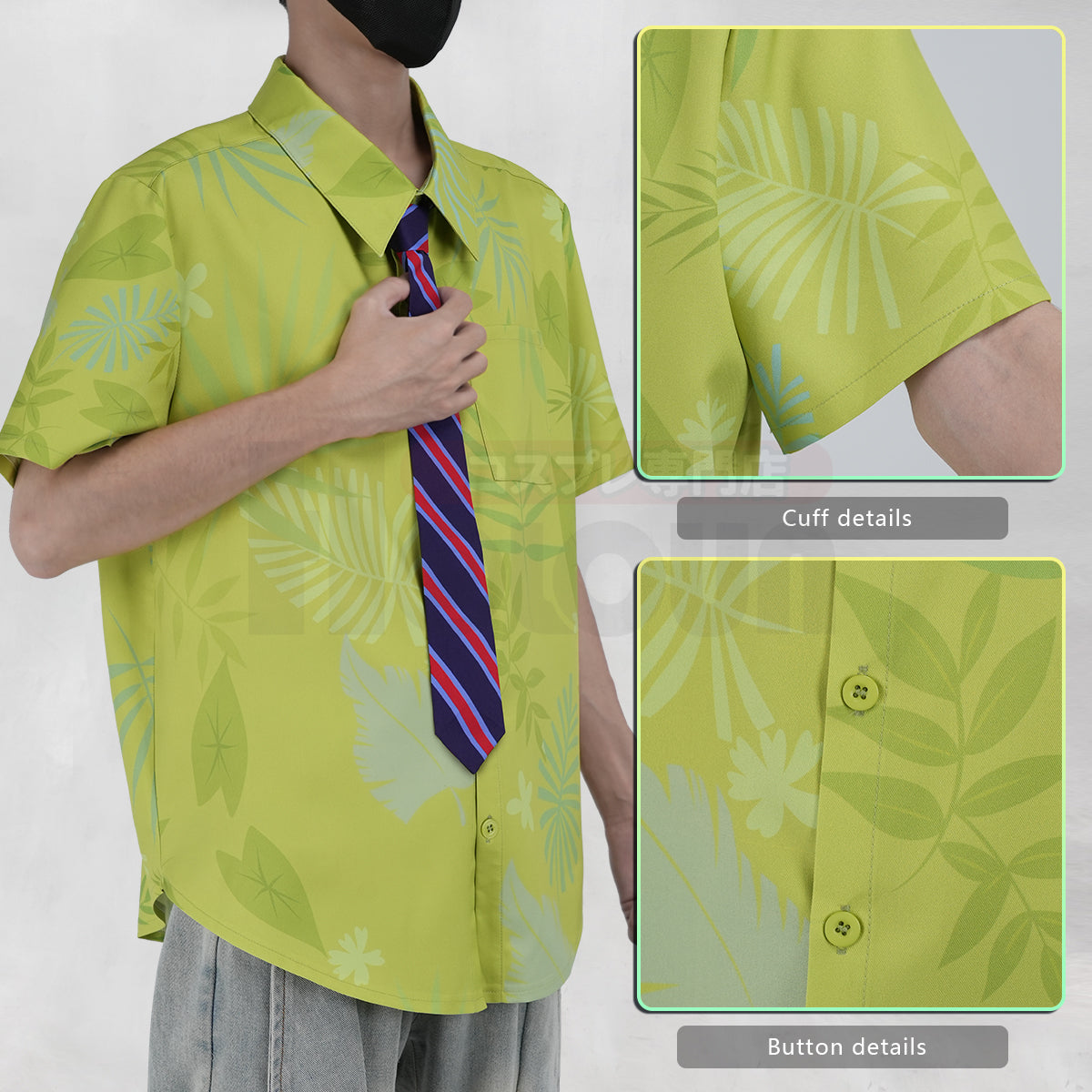 Pre-sale HOLOUN Zoo Movie Nick Wilde Cosplay Costume Pink Green Shirt Tie Halloween Christmas Animation Convention Unisex Adult Daily Wear