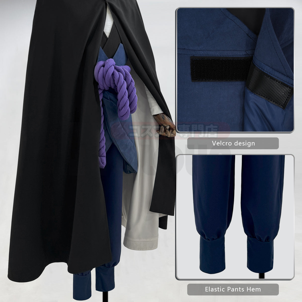 Pre-sale HOLOUN Anime Uchiha Sasuke Cosplay Costume Cloak Vest Pants Purple Belt Halloween Christmas Animation Convention