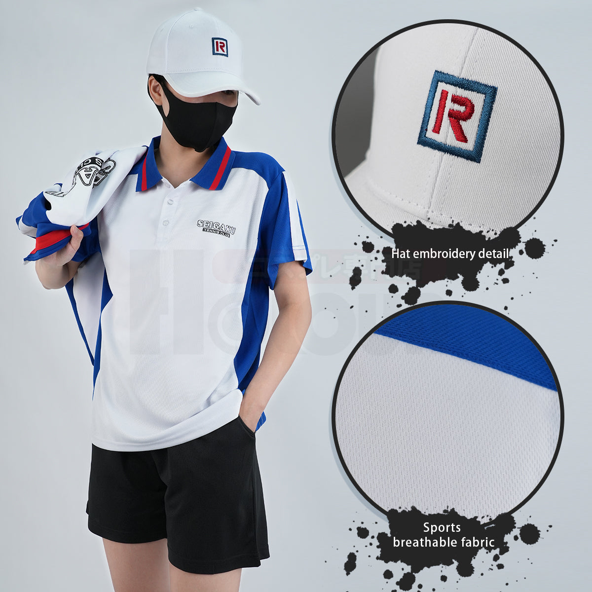 HOLOUN The Prince of Tennis Anime Ryoma Echizen Tezuka Cosplay Costume Embroidery Jerseys Seigaku Tennis Club Tracksuit Hat