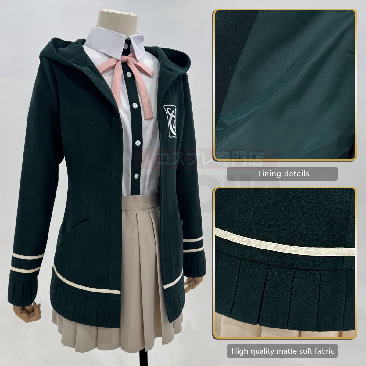 HOLOUN Danganronpa Game Trigger Happy Havoc Nanami ChiaKi Cosplay Costume Coat Shirt Skirt Hair Clip School Uniform Cos