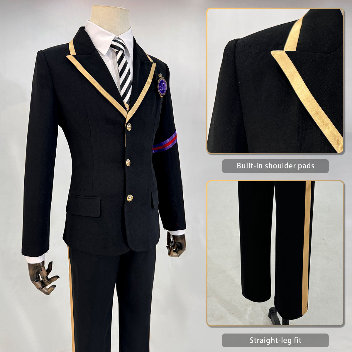 HOLOUN Twisted Wonderland Game ‌‌Pomefiore Cosplay Costume School Uniform Suit Vest Shirt Tie