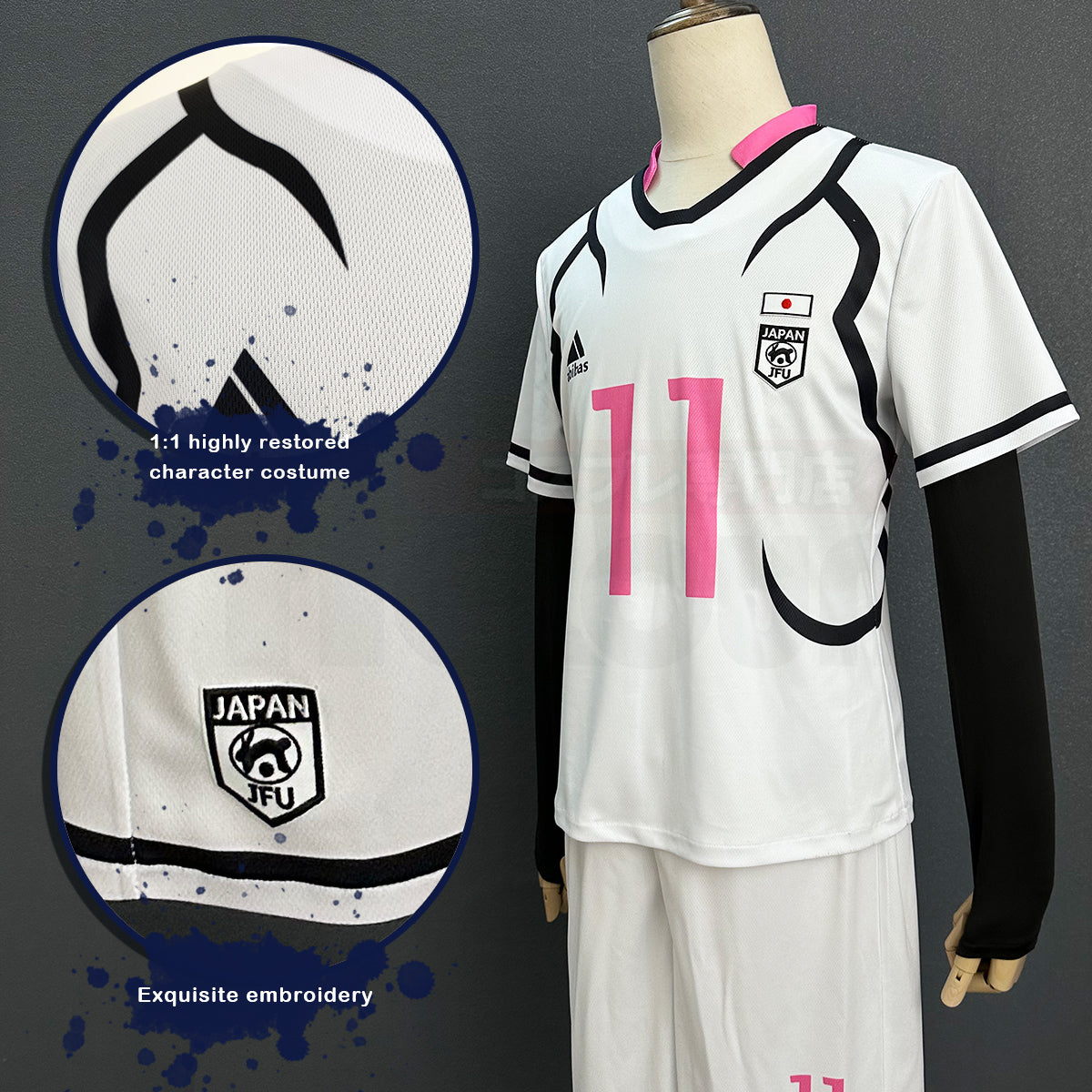 HOLOUN Blue Lock Anime Shuto Sendou Cosplay Costume U20 NO.11 White Football Soccer Team Uniform Daily Sport Wearing Gift
