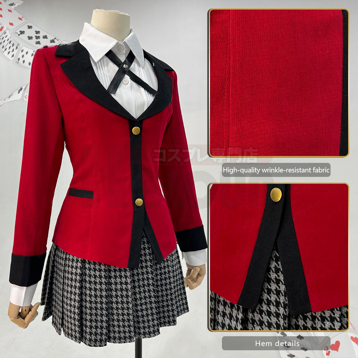 HOLOUN Kakegurui-Compulsive Gambler Anime Jabami Yumeko Cosplay Costume Wig Suit School Uniform Pendant Halloween Christmas