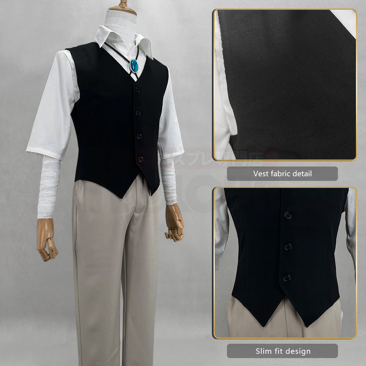 HOLOUN Bungo Anime Dazai Osamu Cosplay Costume Wig Oversized Lining Coat Elastic Pants Vest Shirt Pendant Daily Wearing Cos