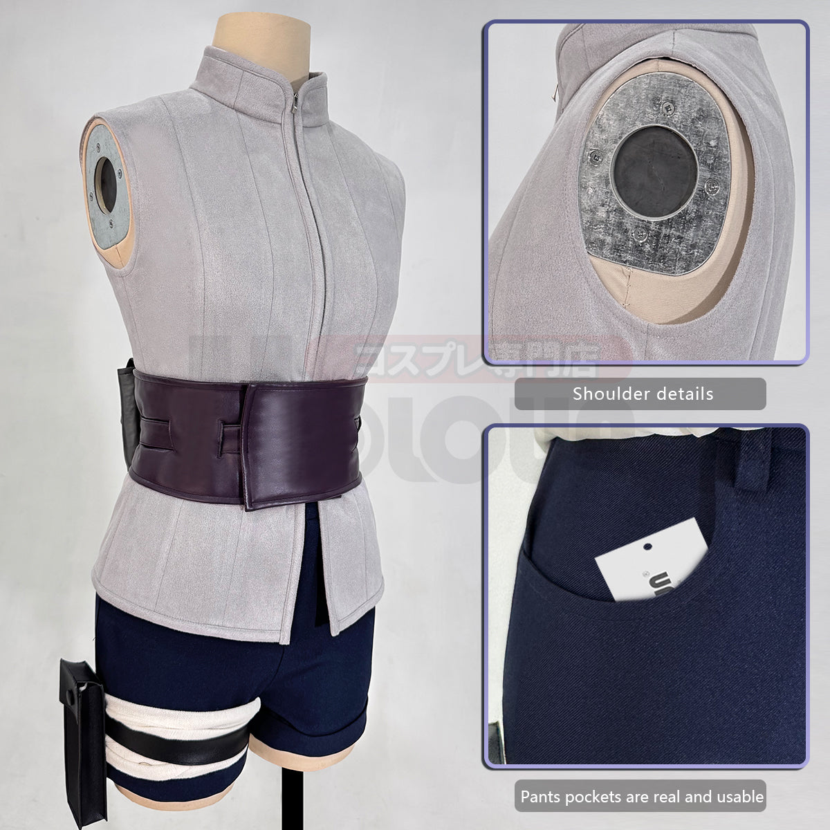 HOLOUN Anime Hyuga Hinata Cosplay Costume Wig Top Shorts Waist Bag Christmas Gift