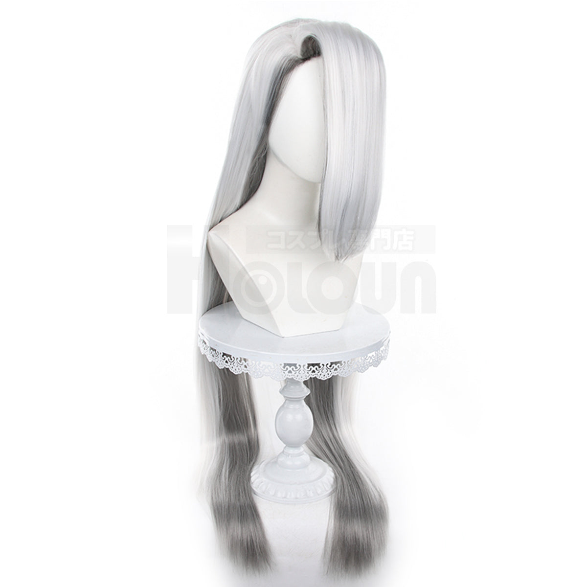 HOLOUN Haz Hotel Anime Vaggie Cosplay Costume Wig Top Skirt Long Silver Grey Rose Net Comb Cos Convention Halloween Gift