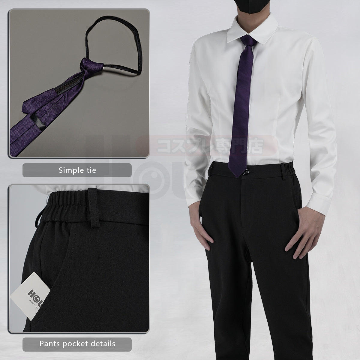 HOLOUN Dr.STONE Anime Dr. Xeno Houston Wingfield Cosplay Costume Coat Shirt Pants Tie Convention Halloween Christmas Gift