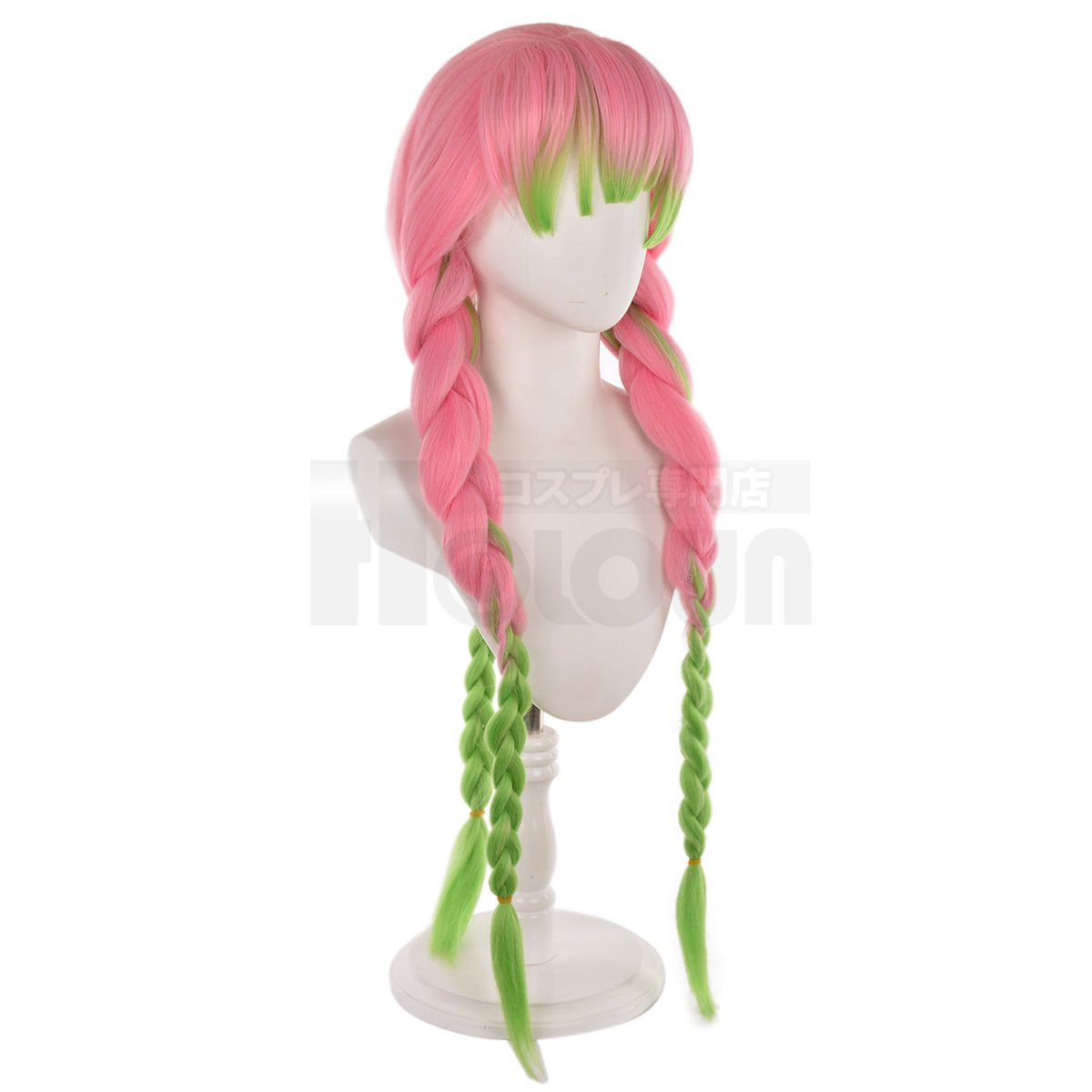 HOLOUN Anime Kanroji Mitsuri Cosplay Wig Rose Net Synthetic Fiber Adjustable Size Heat Resistant Cap Comb Halloween Cos